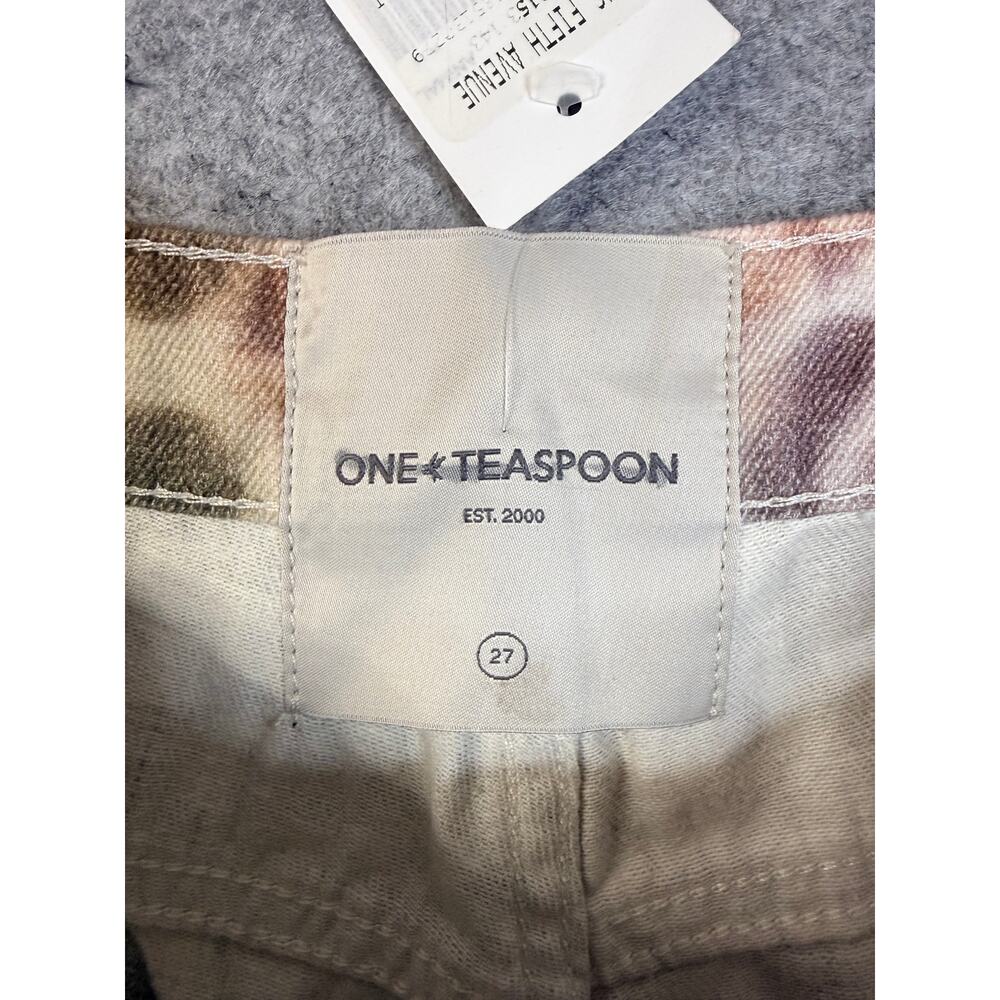One Teaspoon Animal Print Bandit Denim Shorts Rolled Hem Size 27 NWT - Picture 6 of 9